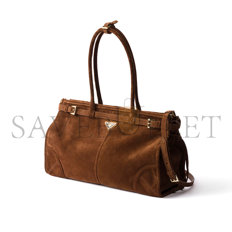 Pra*a bonnie large suede handbag 1ba433 (38*24*12cm)